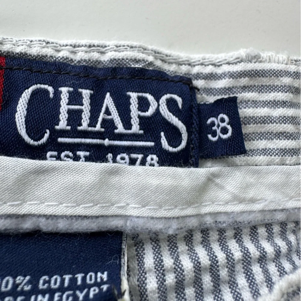 CHAPS Gray White Striped Seersucker Cotton Shorts Size 38 Waist